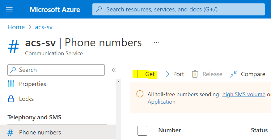 Azure Communication Service Phone number setup